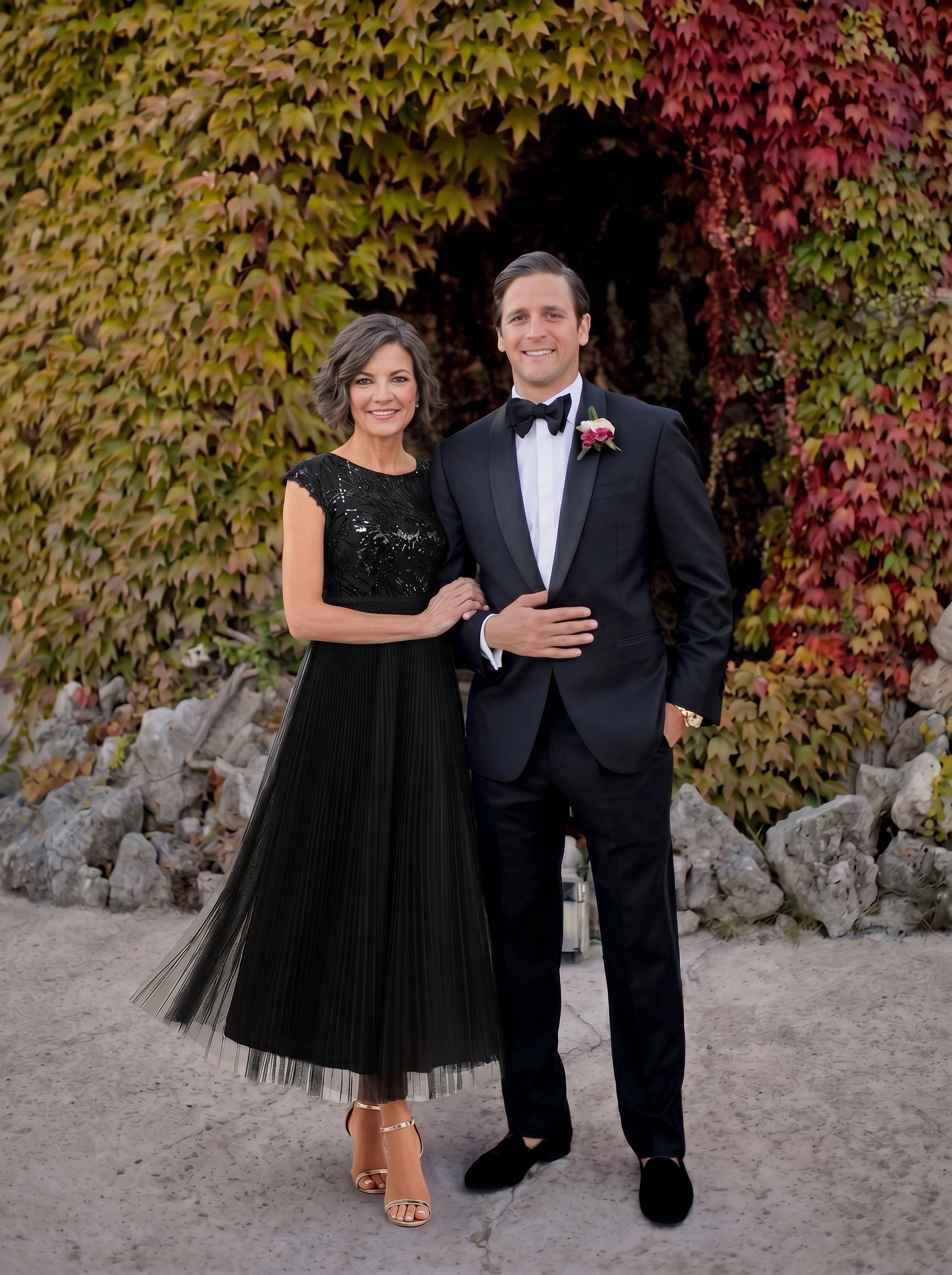 robe midi sans manches à sequins col rond en A #Couleur_Noir