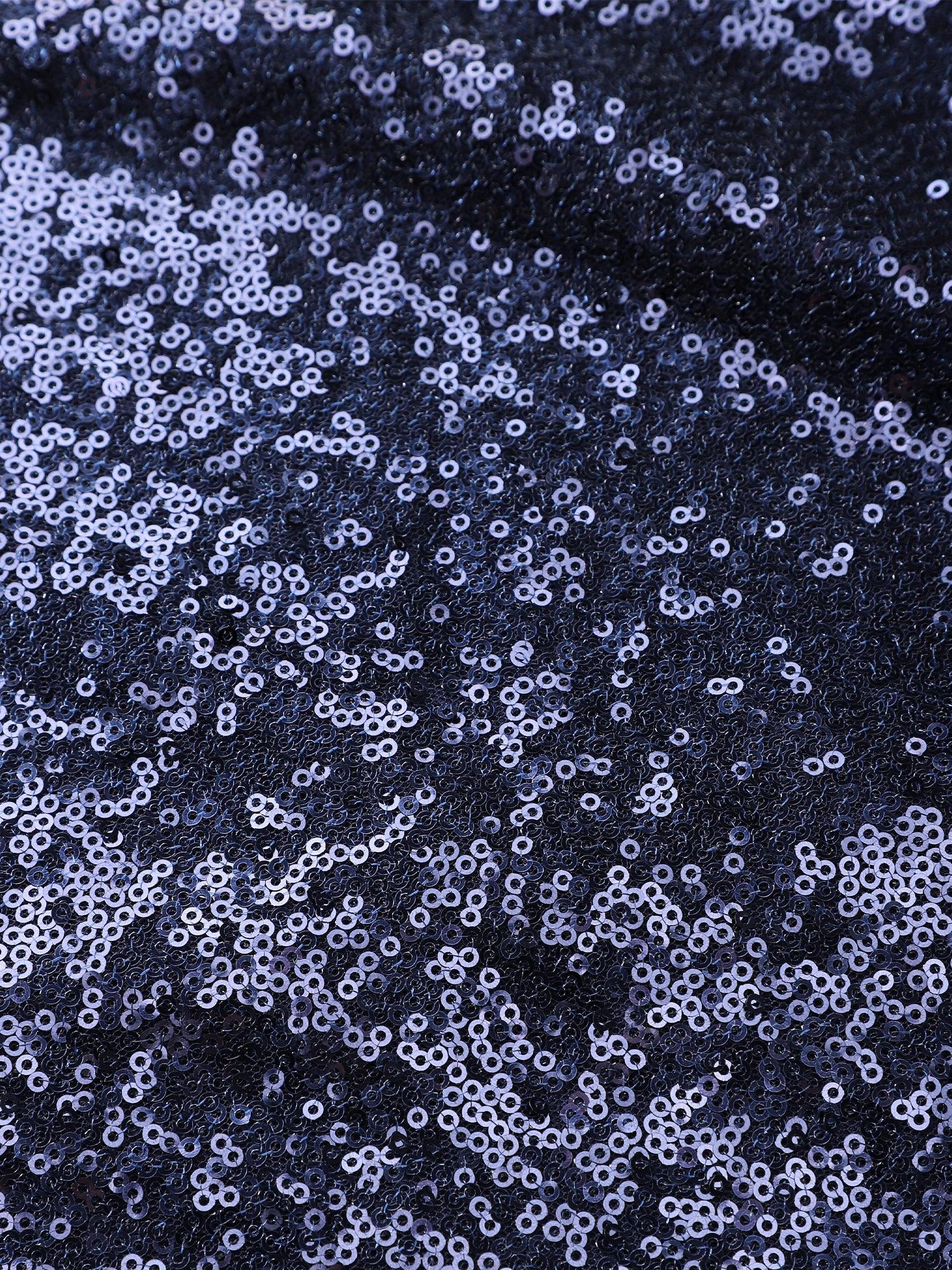 Robe moulante glamour à une épaule à sequins avec fente haute #Couleur_Bleu Marine Robe moulante glamour à une épaule à sequins avec fente haute