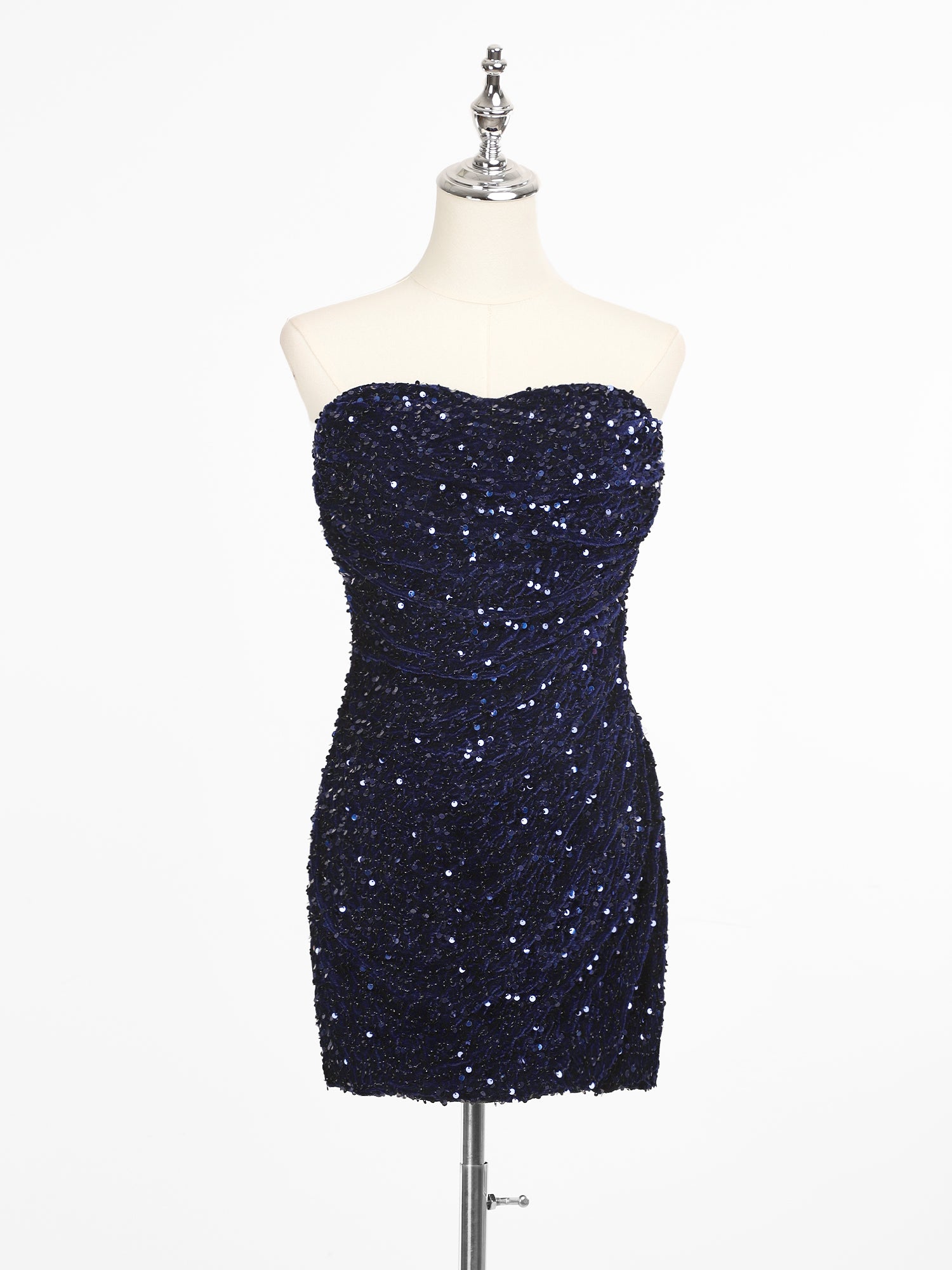Robe courte dos nu à sequins sans bretelles Robe courte dos nu à sequins sans bretelles
