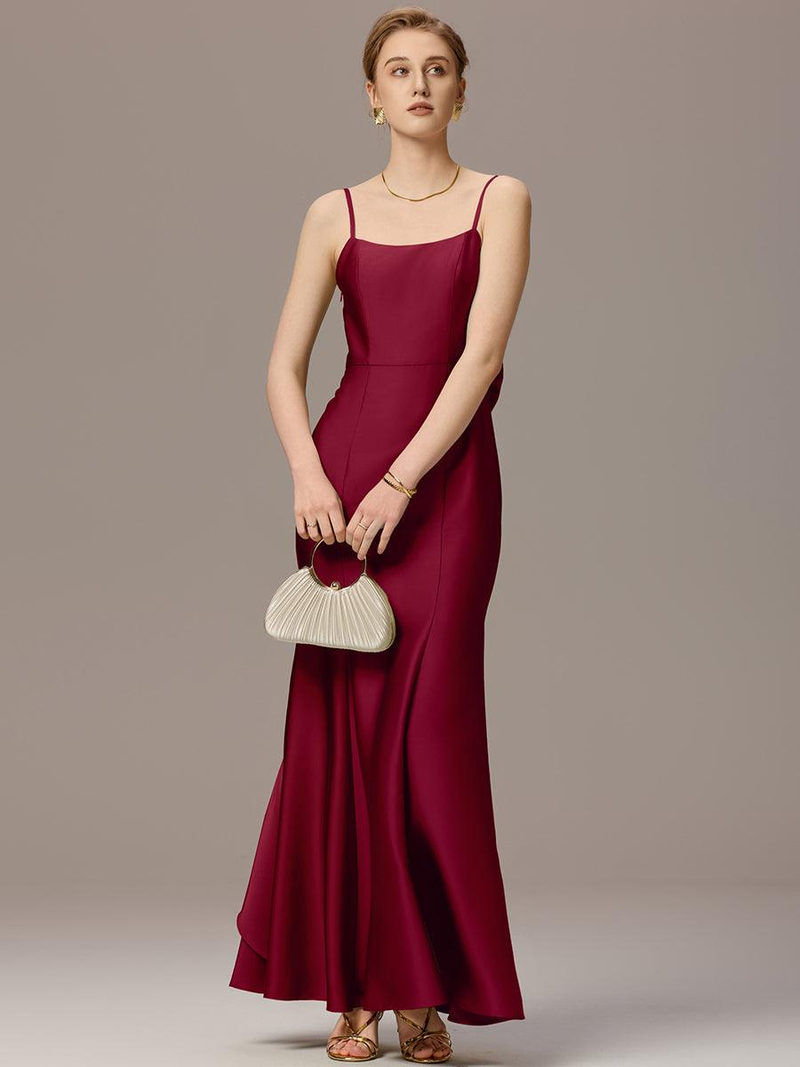 Robes de demoiselle d'honneur dos nu avec nœuds #Couleur_Bordeaux