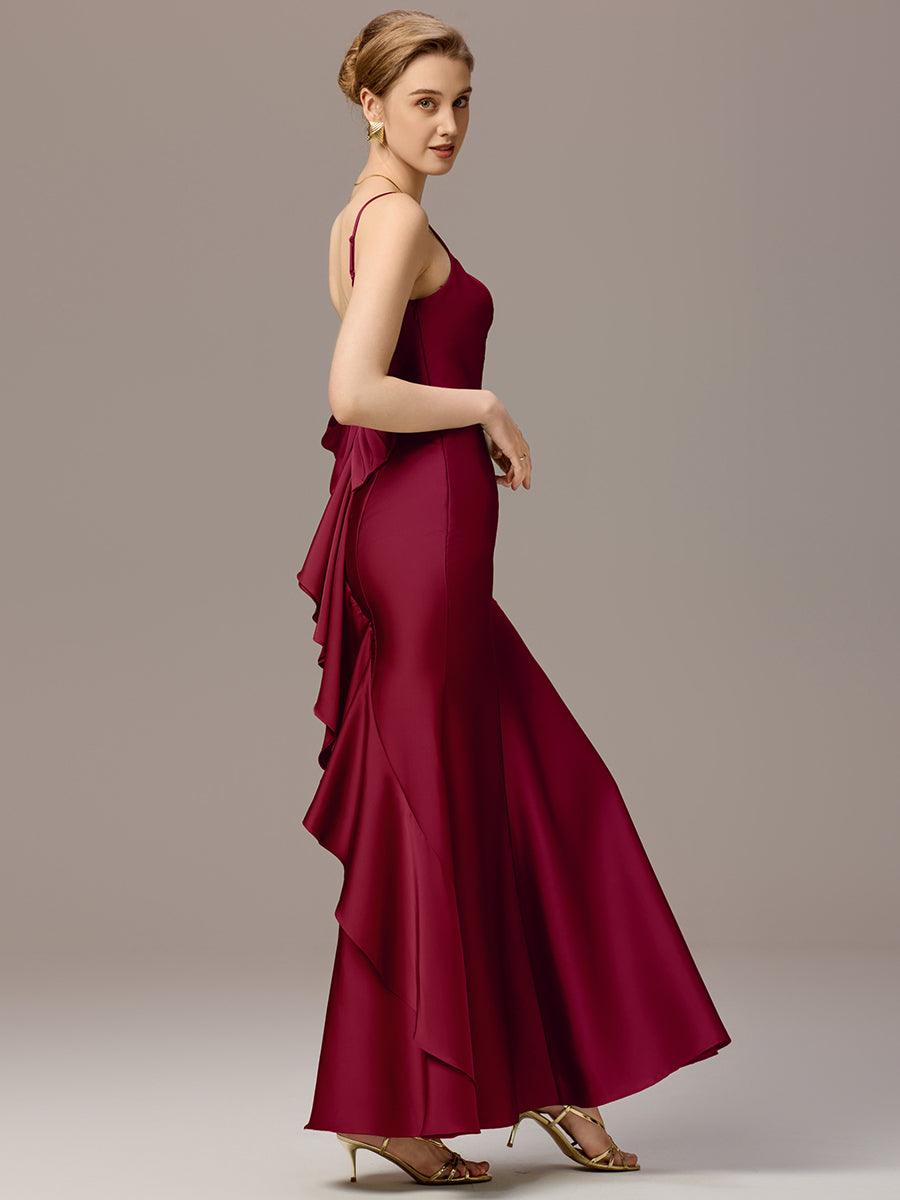 Robes de demoiselle d'honneur dos nu avec nœuds #Couleur_Bordeaux