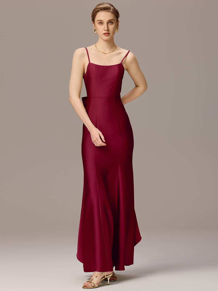Robes de demoiselle d'honneur dos nu avec nœuds #Couleur_Bordeaux