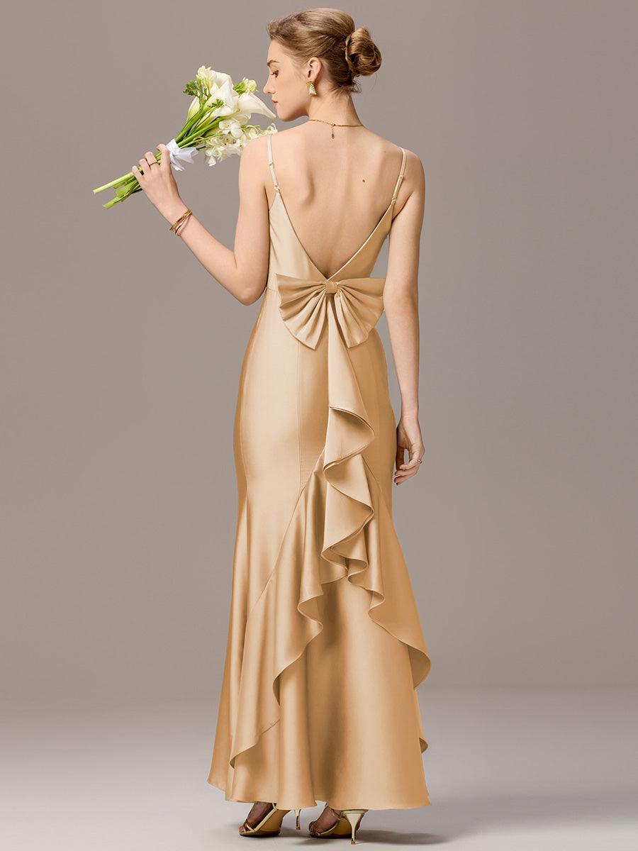 Robes de demoiselle d'honneur dos nu avec nœuds #Couleur_Charbon