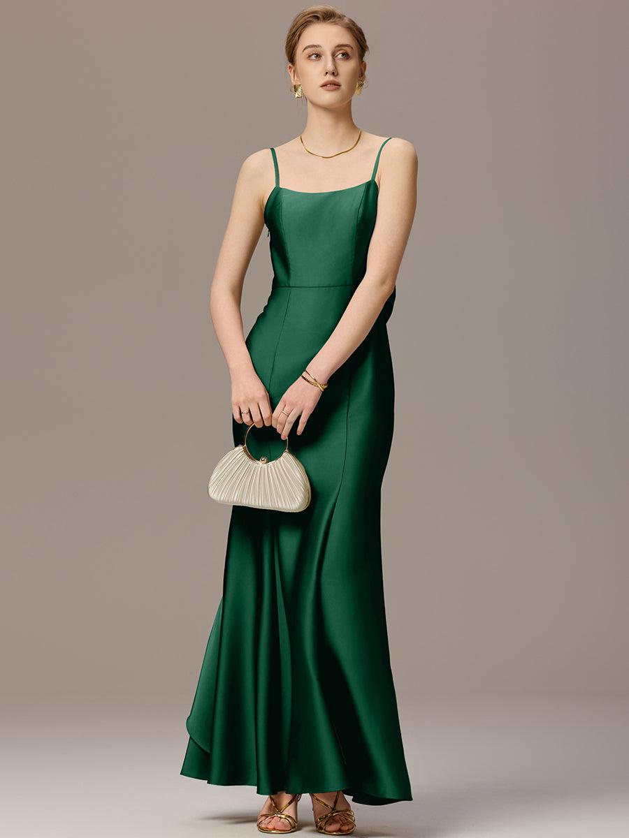 Robes de demoiselle d'honneur dos nu avec nœuds #Couleur_Vert Fonce