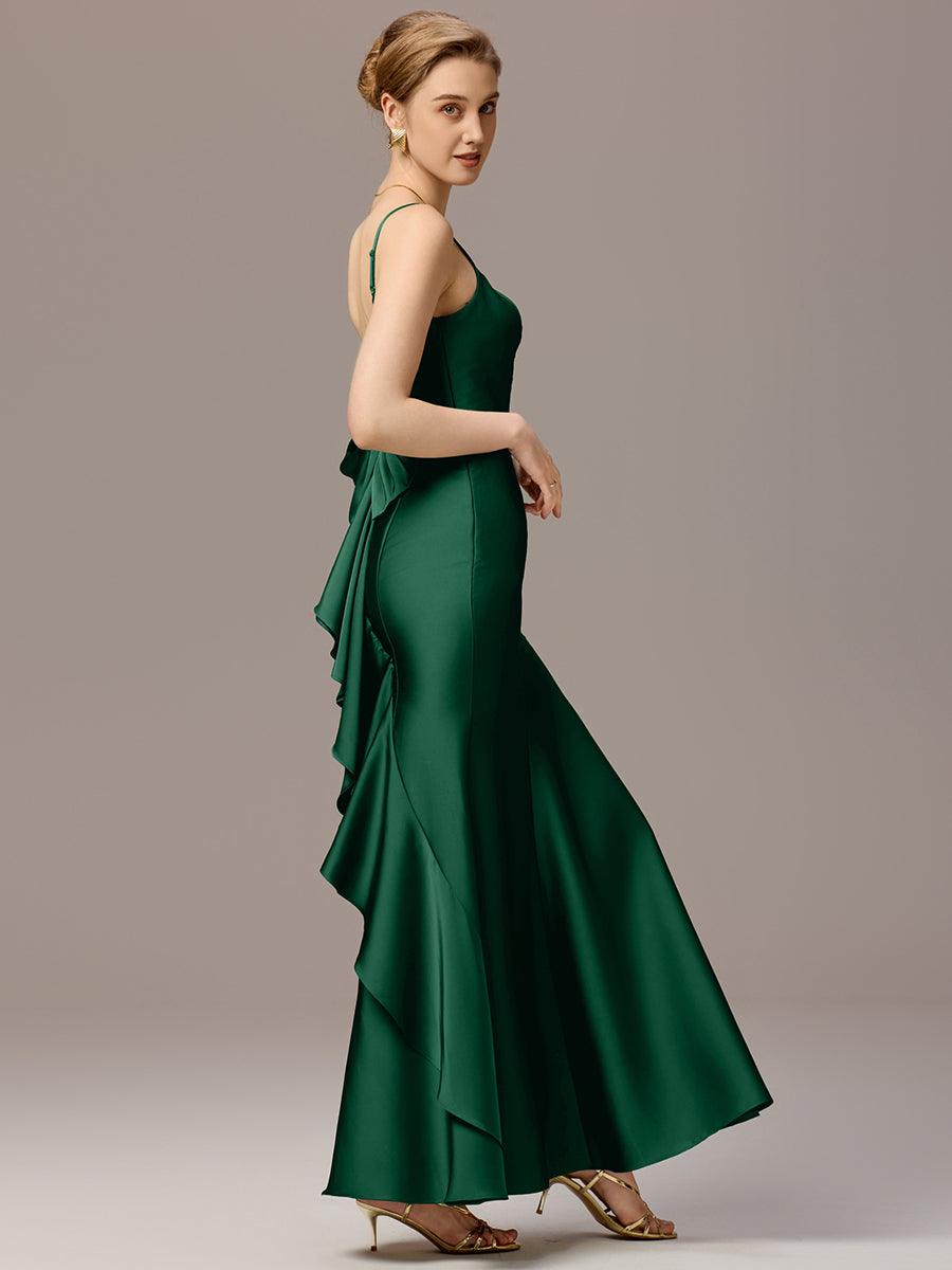 Robes de demoiselle d'honneur dos nu avec nœuds #Couleur_Vert Fonce