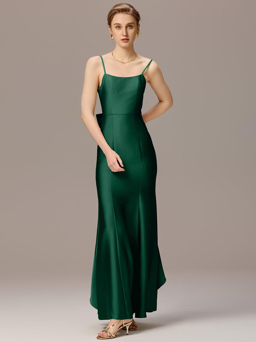 Robes de demoiselle d'honneur dos nu avec nœuds #Couleur_Vert Fonce