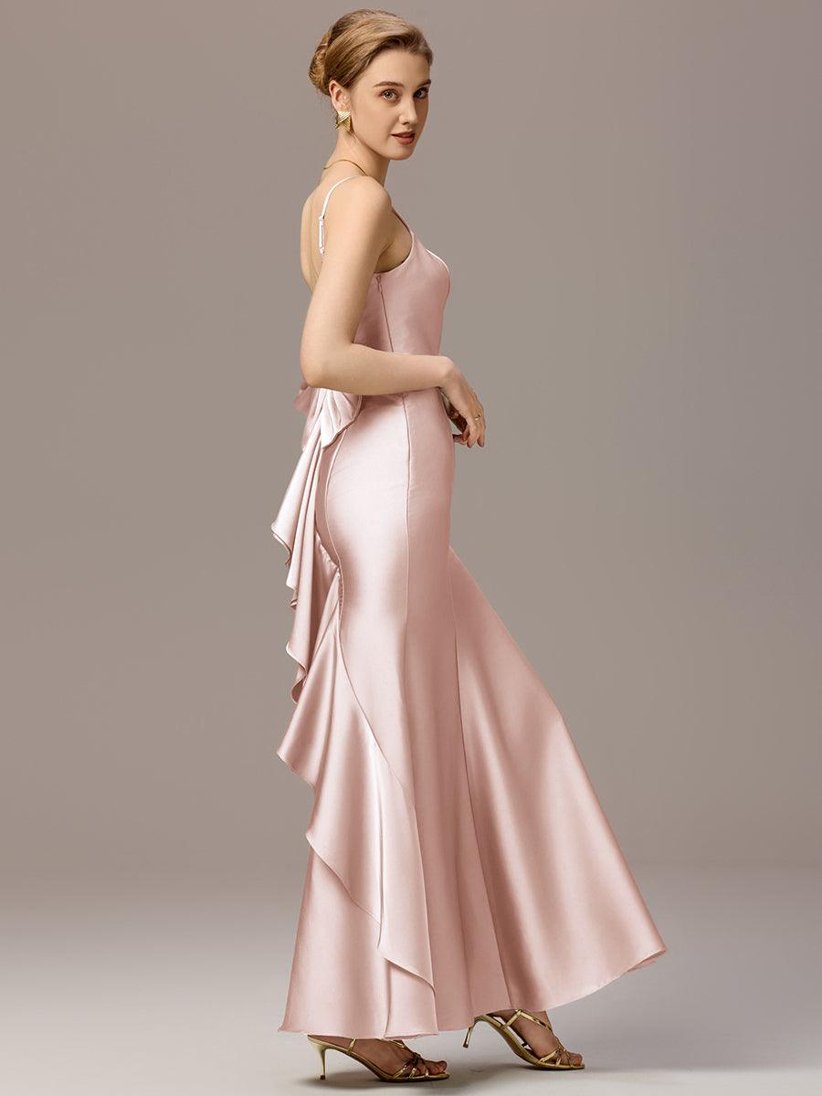 Robes de demoiselle d'honneur dos nu avec nœuds #Couleur_Rose
