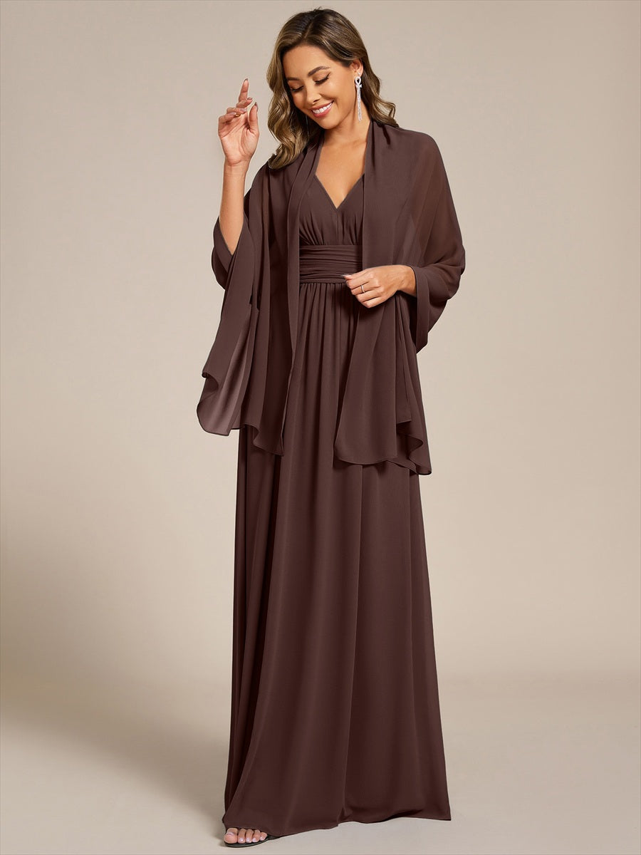 ever CHARLEE | Châle en mousseline élégant pour femme idéal pour une occasion spéciale #Couleur_Marron chocolat