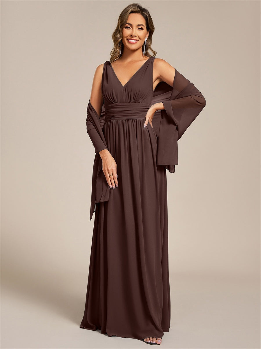 ever CHARLEE | Châle en mousseline élégant pour femme idéal pour une occasion spéciale #Couleur_Marron chocolat
