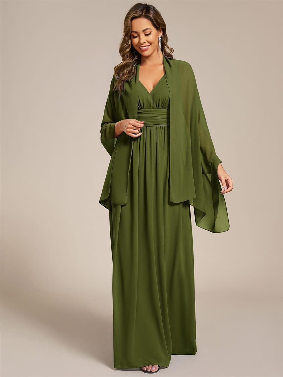 Châle en mousseline élégant pour femme pour une occasion spéciale #couleur_Vert olive