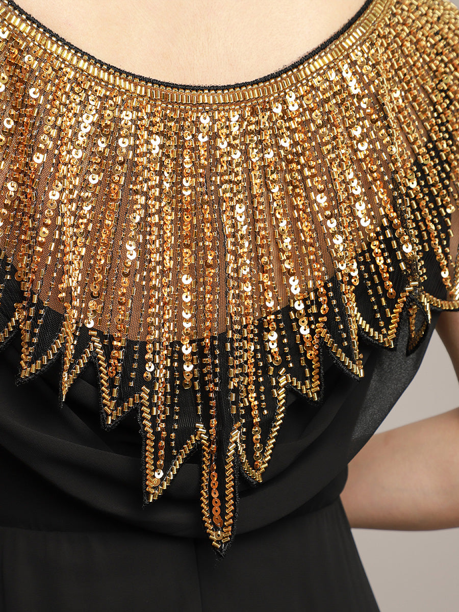 Cape châle perlée scintillante