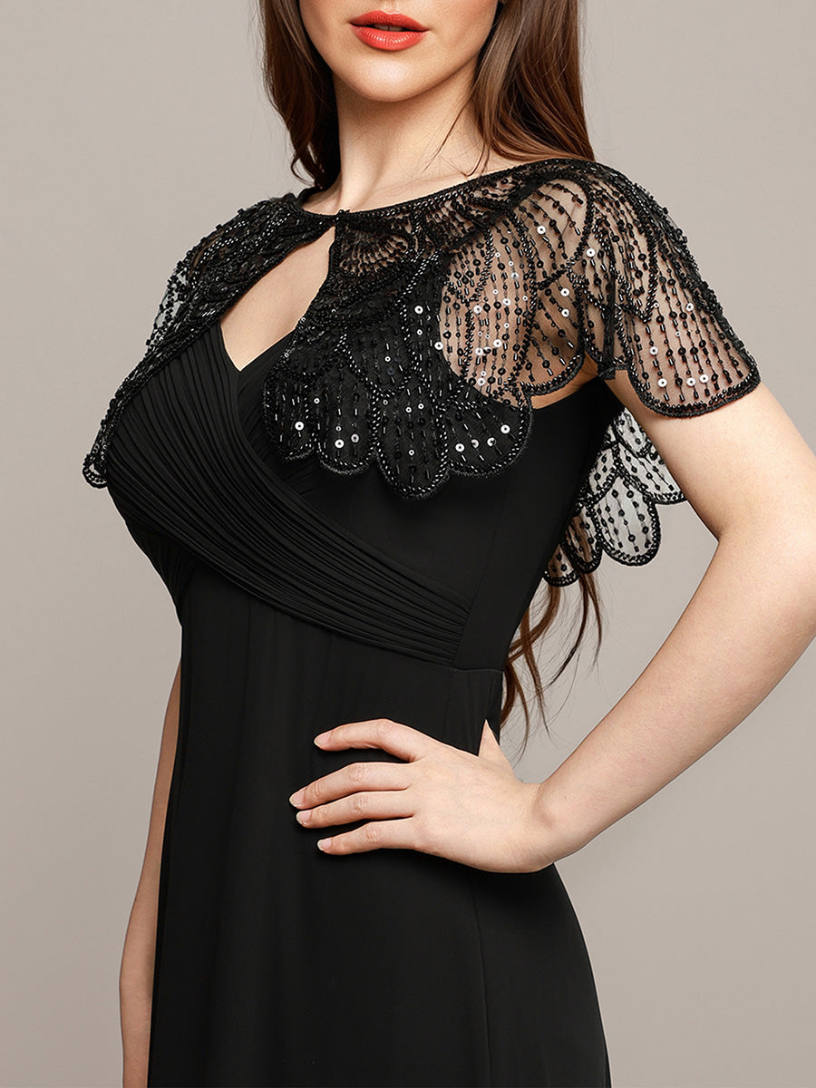 Cape châle à sequins avec bord festonné