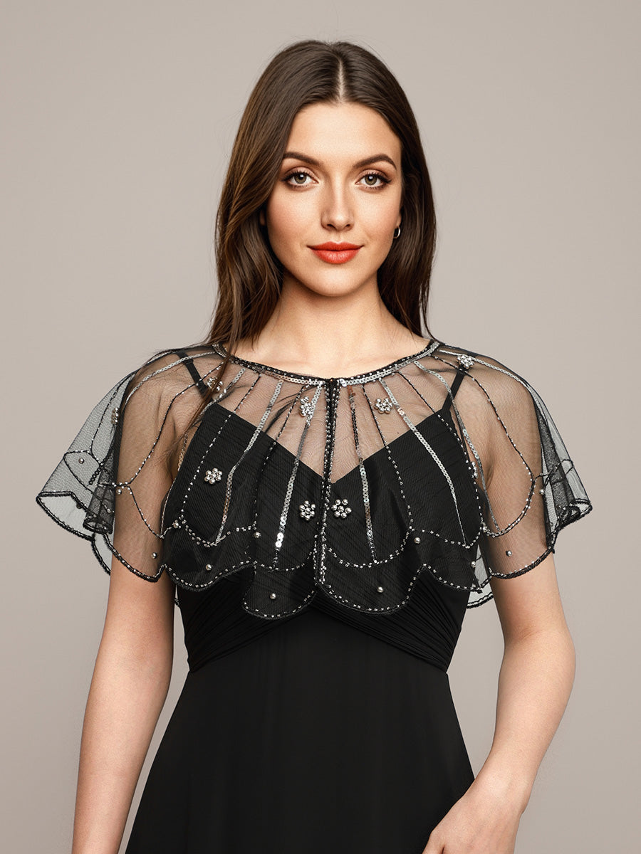 Châle transparente ornée et scintillante