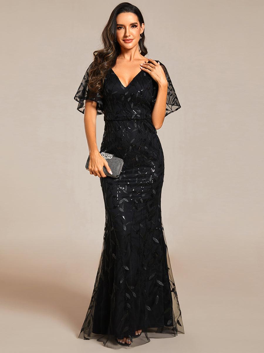 Robe de soirée noire pour fête d'automne et d'hiver 2024 #Style_EE00693BK