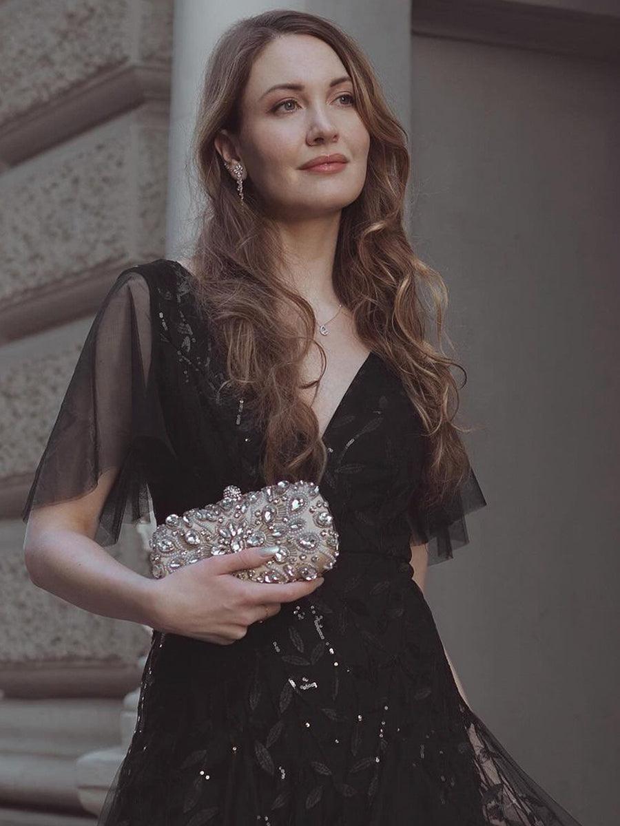 Robe de soirée noire pour fête d'automne et d'hiver 2024 #Style_EE00736BK