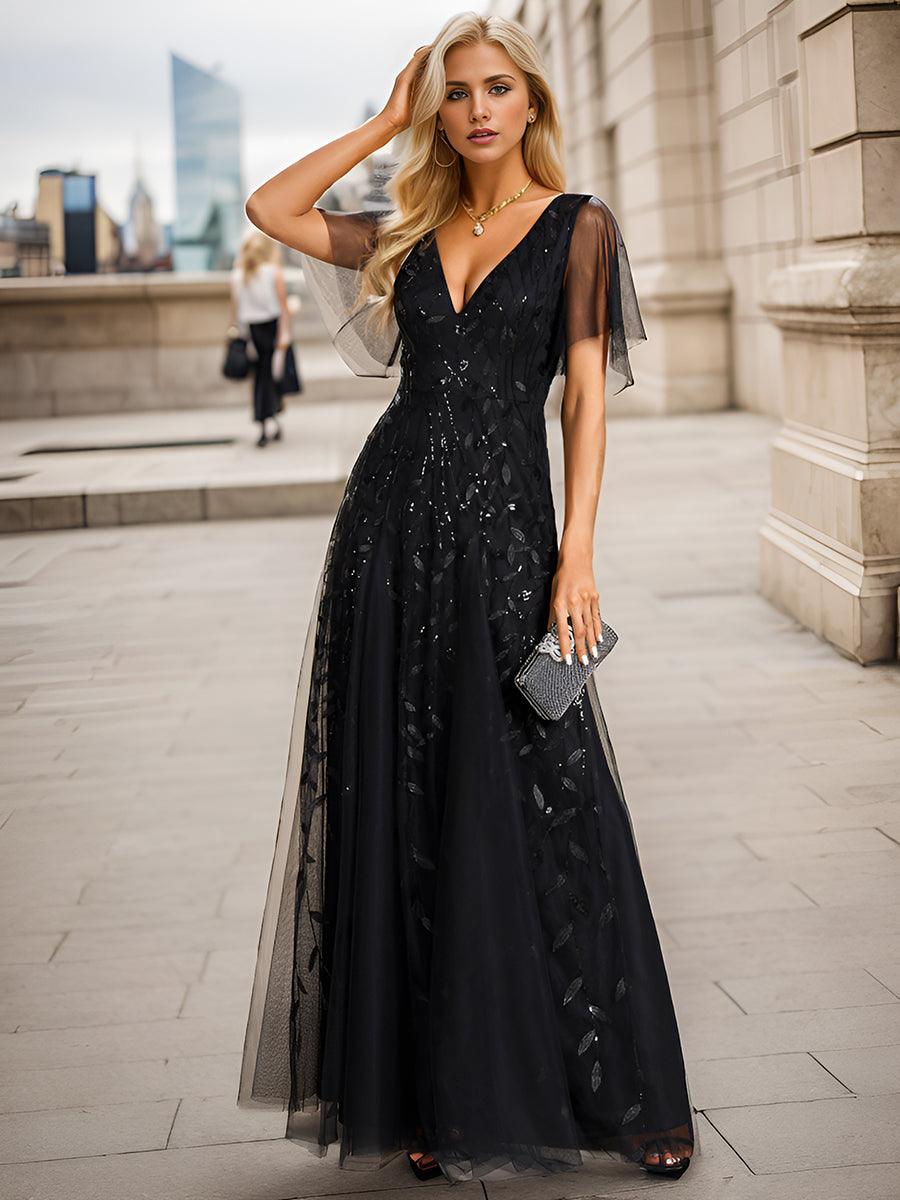 Robe de soirée noire pour fête d'automne et d'hiver 2024 #Style_EE00736BK
