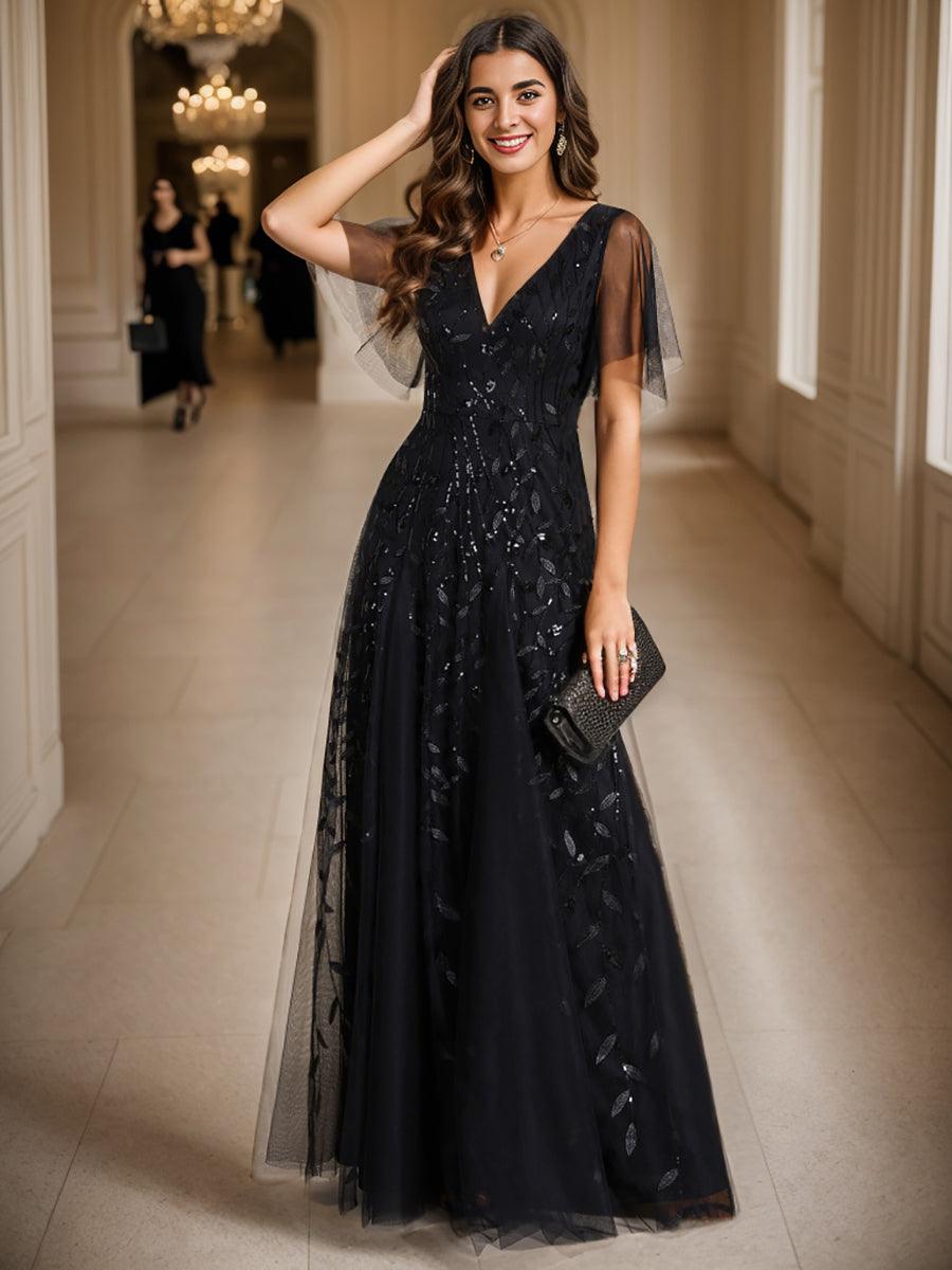 Robe de soirée noire pour fête d'automne et d'hiver 2024 #Style_EE00736BK