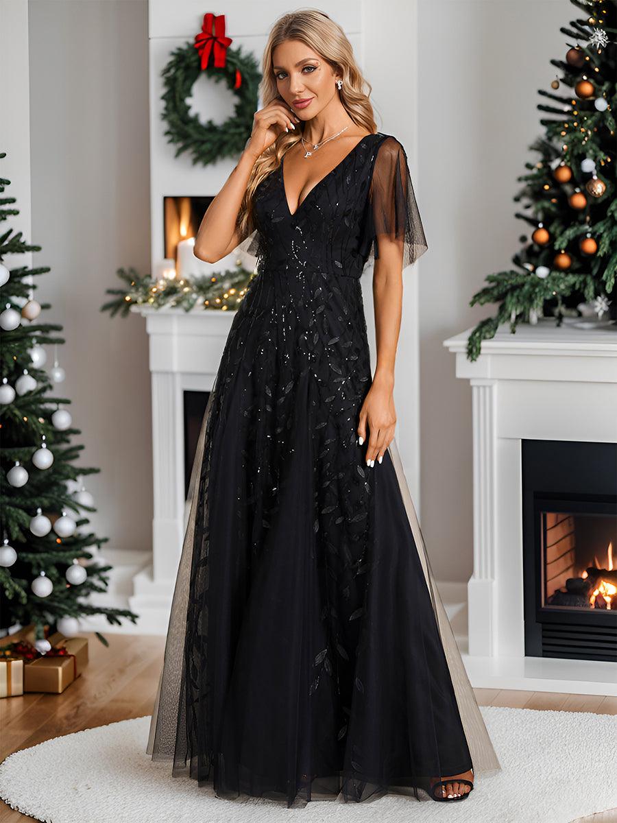 Robe de soirée noire pour fête d'automne et d'hiver 2024 #Style_EE00736BK