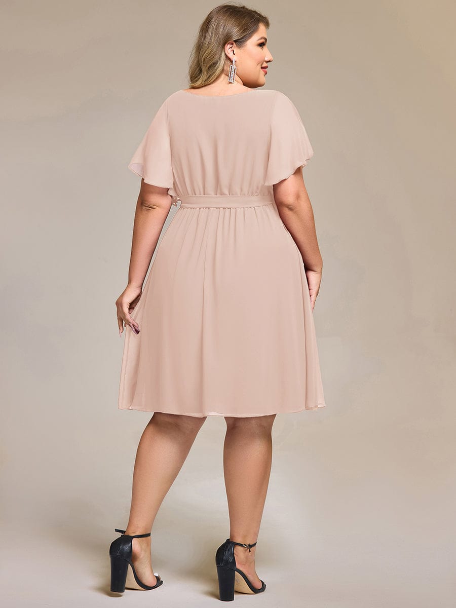 ever HARLOW|Robe de demoiselle d'honneur mi-longue nouée à la taille #Couleur_Blush