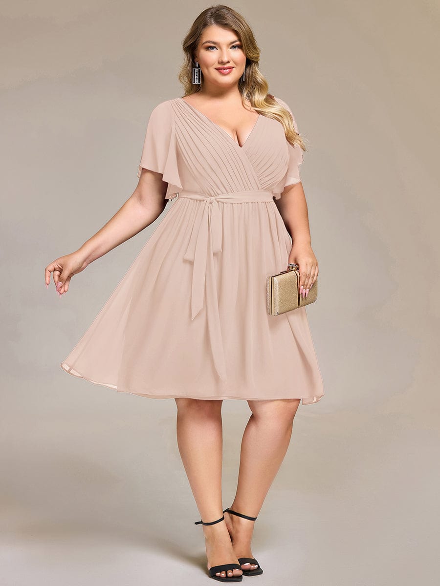 ever HARLOW|Robe de demoiselle d'honneur mi-longue nouée à la taille #Couleur_Blush