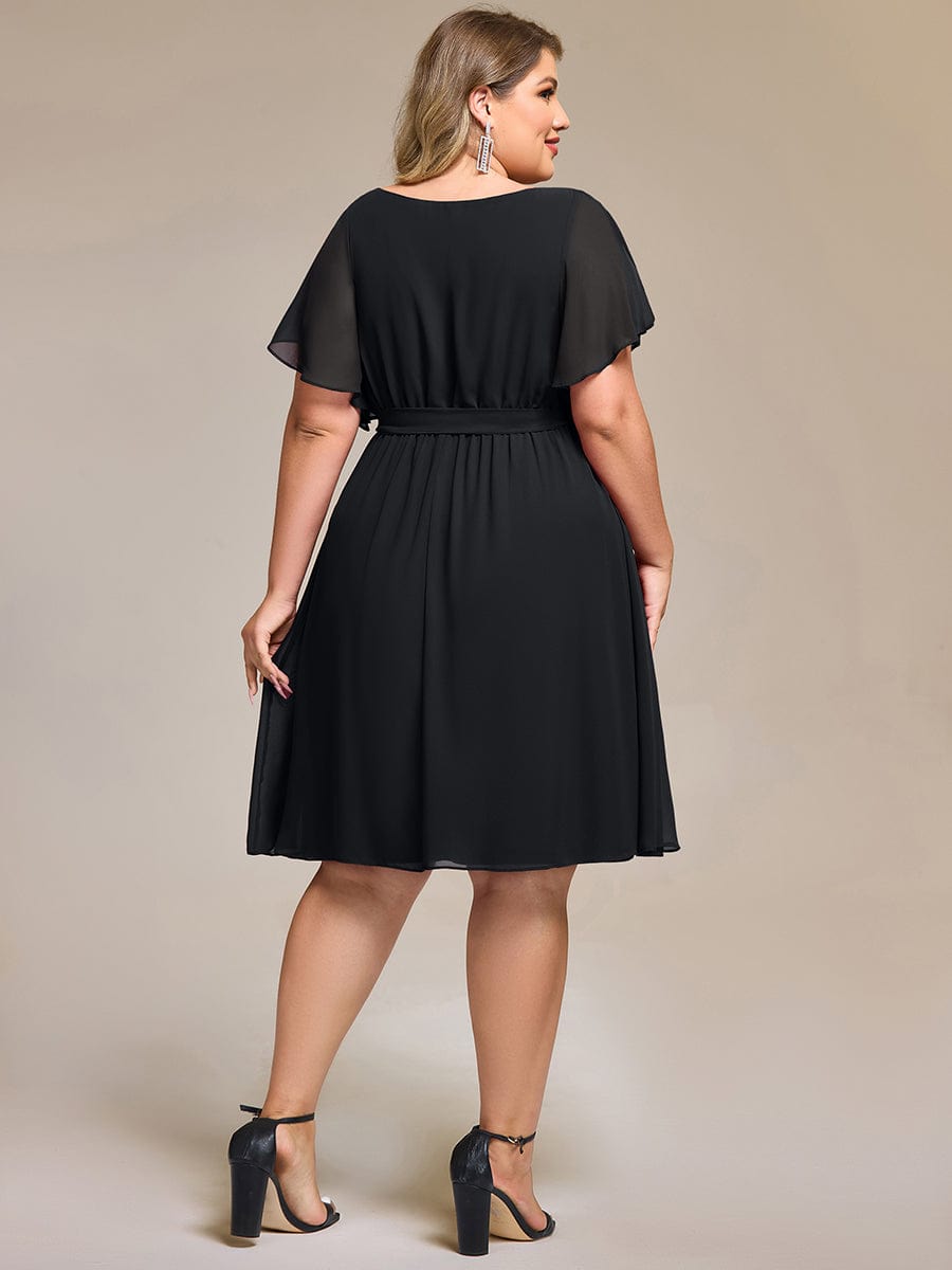 ever HARLOW|Robe de demoiselle d'honneur mi-longue nouée à la taille #Couleur_Noir