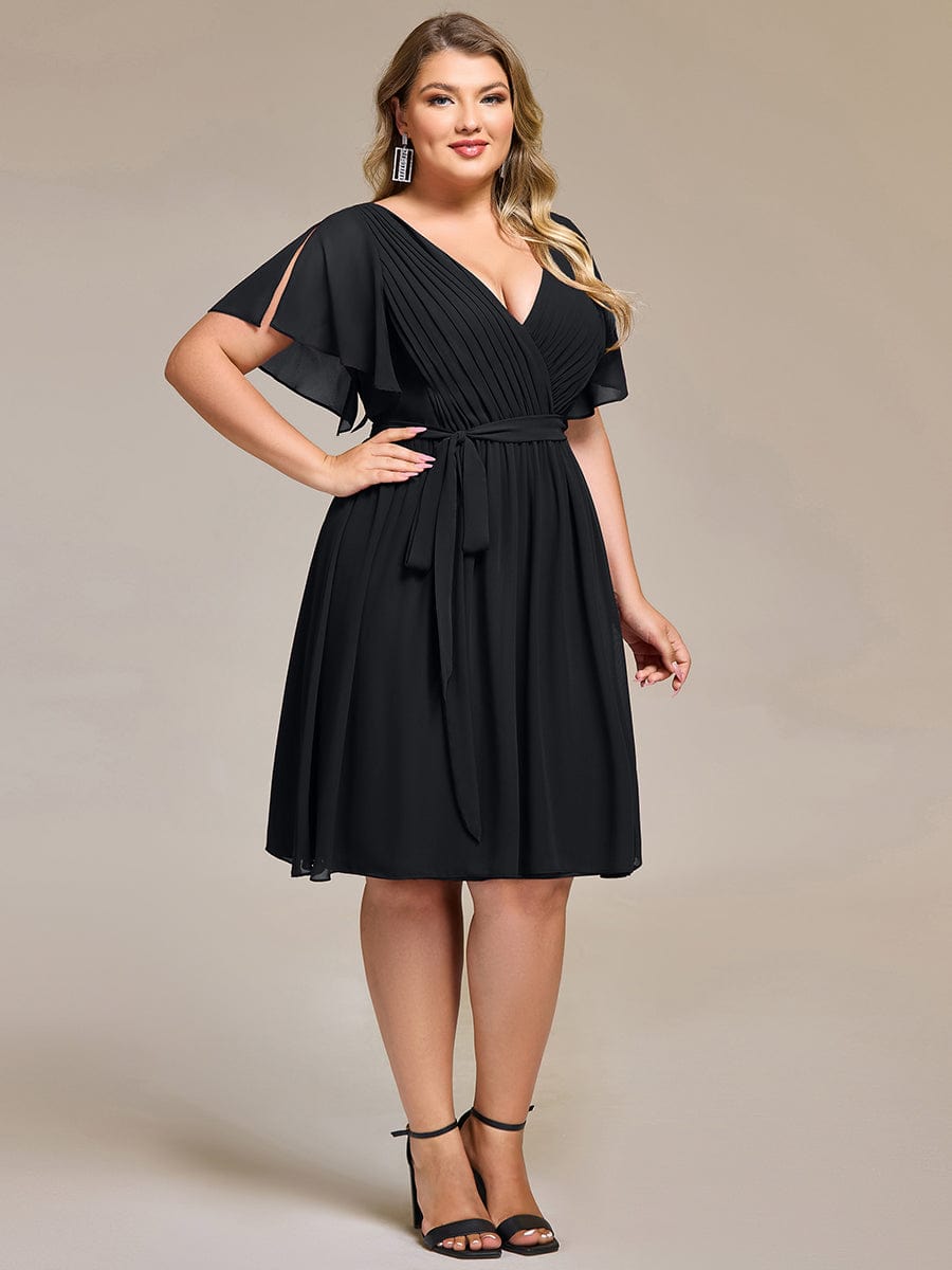 ever HARLOW|Robe de demoiselle d'honneur mi-longue nouée à la taille #Couleur_Noir
