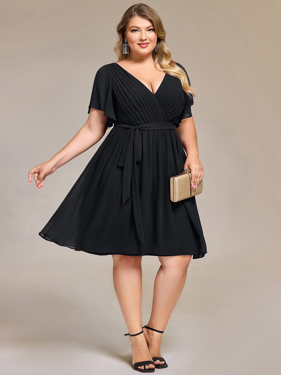 ever HARLOW|Robe de demoiselle d'honneur mi-longue nouée à la taille #Couleur_Noir