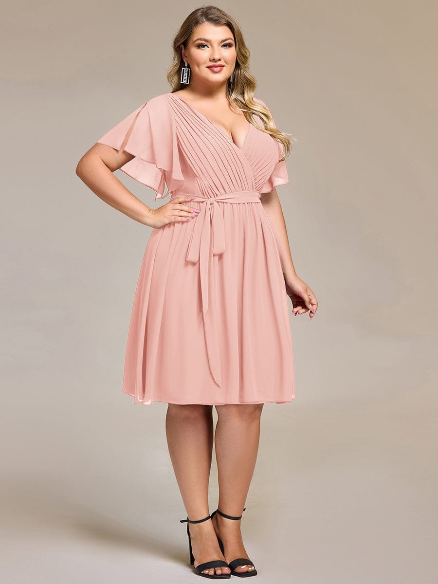 ever HARLOW|Robe de demoiselle d'honneur mi-longue nouée à la taille #Couleur_Rose