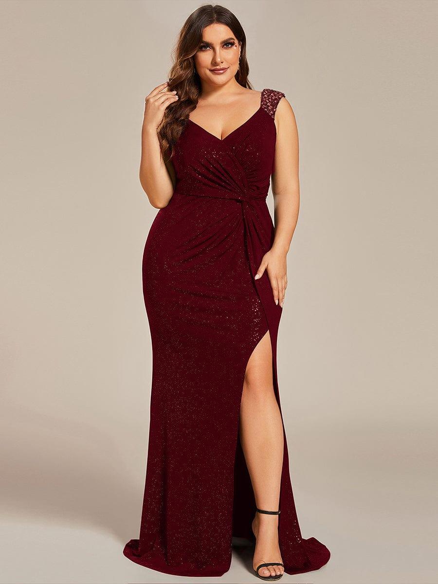 Robe de soirée bordeaux automne et hiver #style_EE01888BD