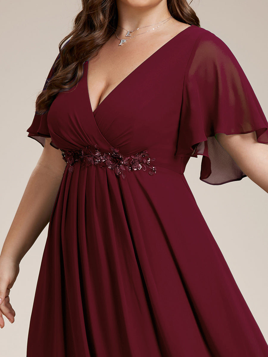 Robe de soirée élégante en mousseline de soie avec manches flottantes#Couleur_Bordeaux