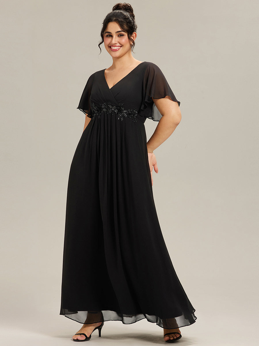 Robe de soirée Grande élégante en mousseline de soie avec manches flottantes#Couleur_Noir