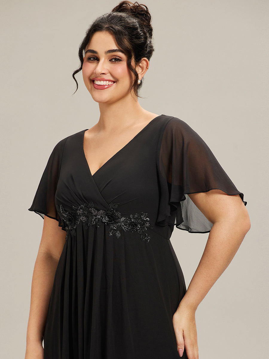 Robe de soirée Grande élégante en mousseline de soie avec manches flottantes#Couleur_Noir