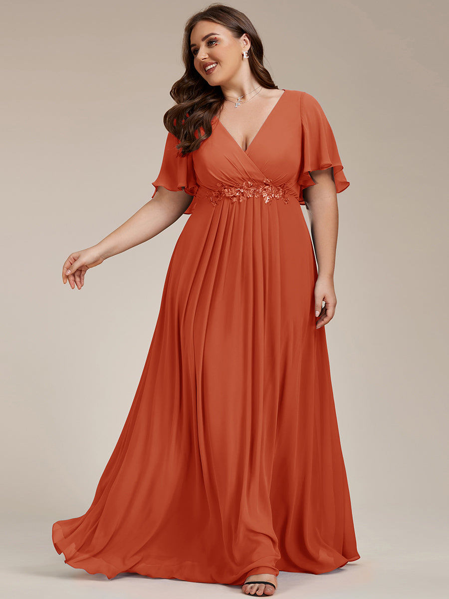 Robe de soirée élégante en mousseline de soie avec manches flottantes #Couleur_Burnt Orange