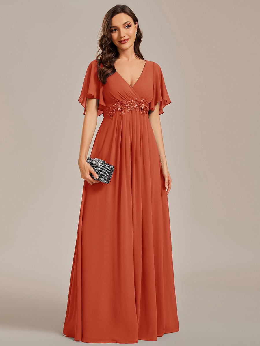 Robe de soirée élégante en mousseline de soie avec manches flottantes#Couleur_Burnt Orange