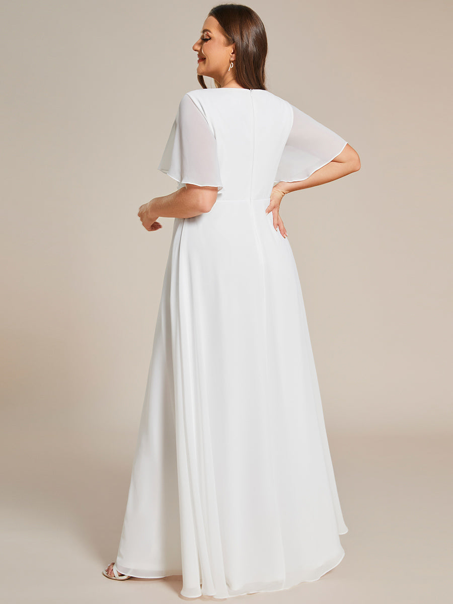 Robe de soirée élégante en mousseline de soie avec manches flottantes#Couleur_Creme