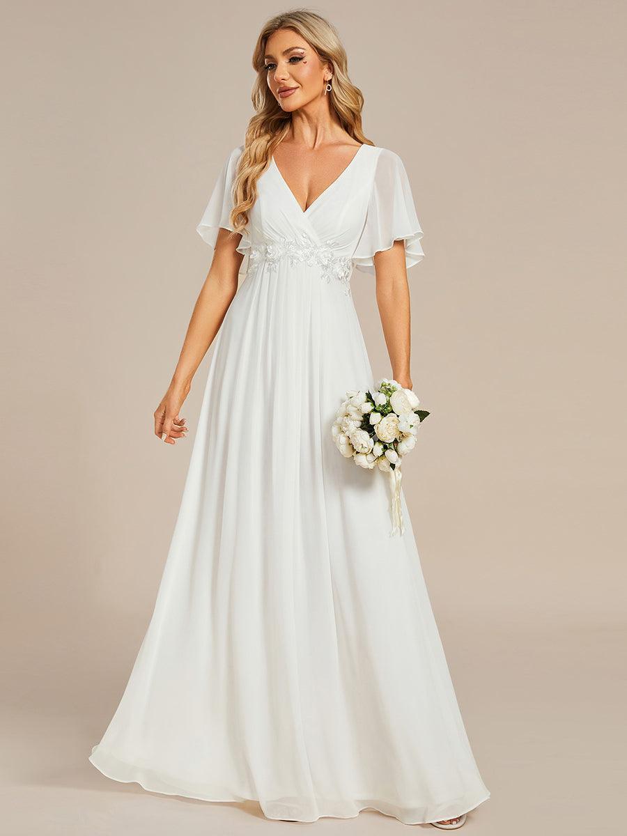 Robe de soirée élégante en mousseline de soie avec manches flottantes#Couleur_Creme