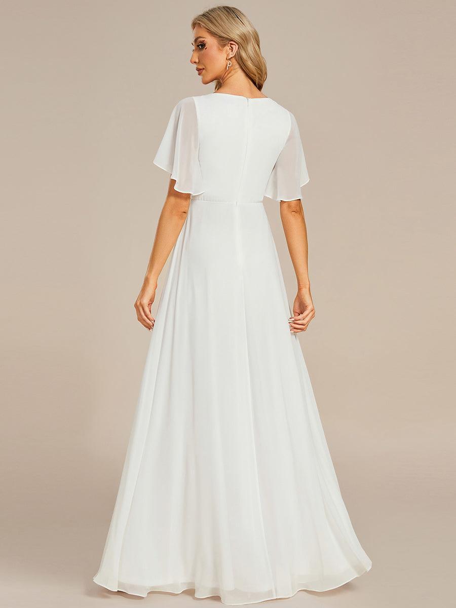 Robe de soirée élégante en mousseline de soie avec manches flottantes#Couleur_Creme