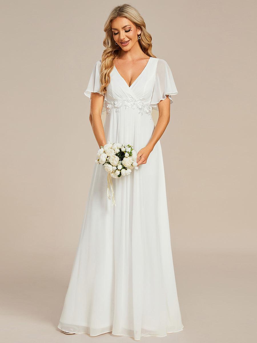 Robe de soirée élégante en mousseline de soie avec manches flottantes#Couleur_Creme