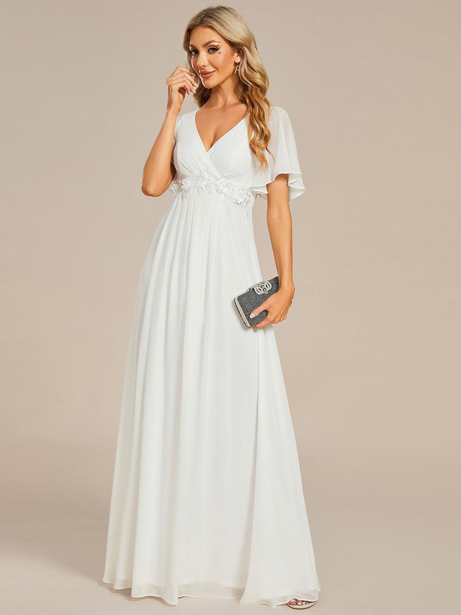 Robe de soirée élégante en mousseline de soie avec manches flottantes#Couleur_Creme