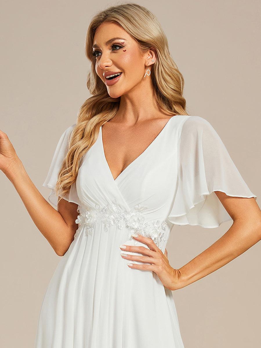 Robe de soirée élégante en mousseline de soie avec manches flottantes#Couleur_Creme