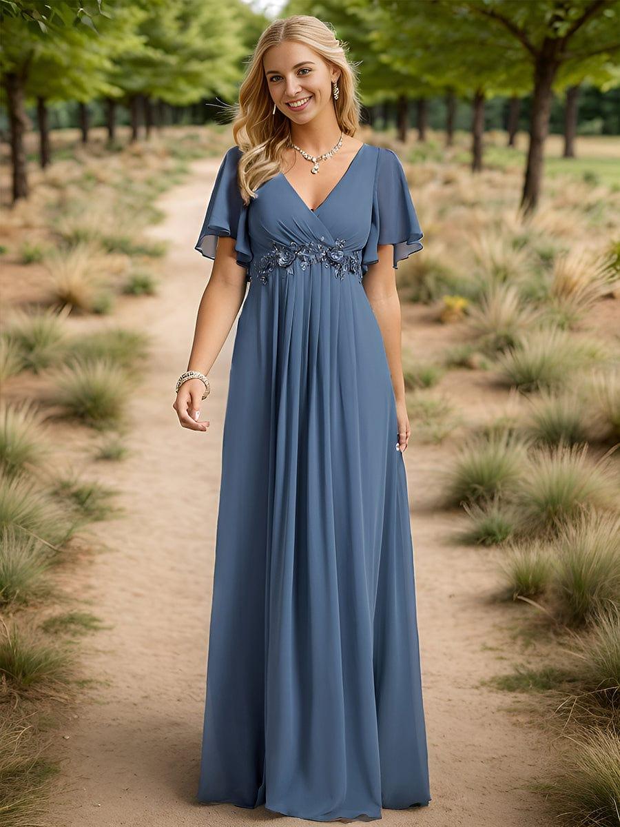 Robe de soirée élégante en mousseline de soie avec manches flottantes#Couleur_Noir Robe de soirée élégante en mousseline de soie avec manches flottantes