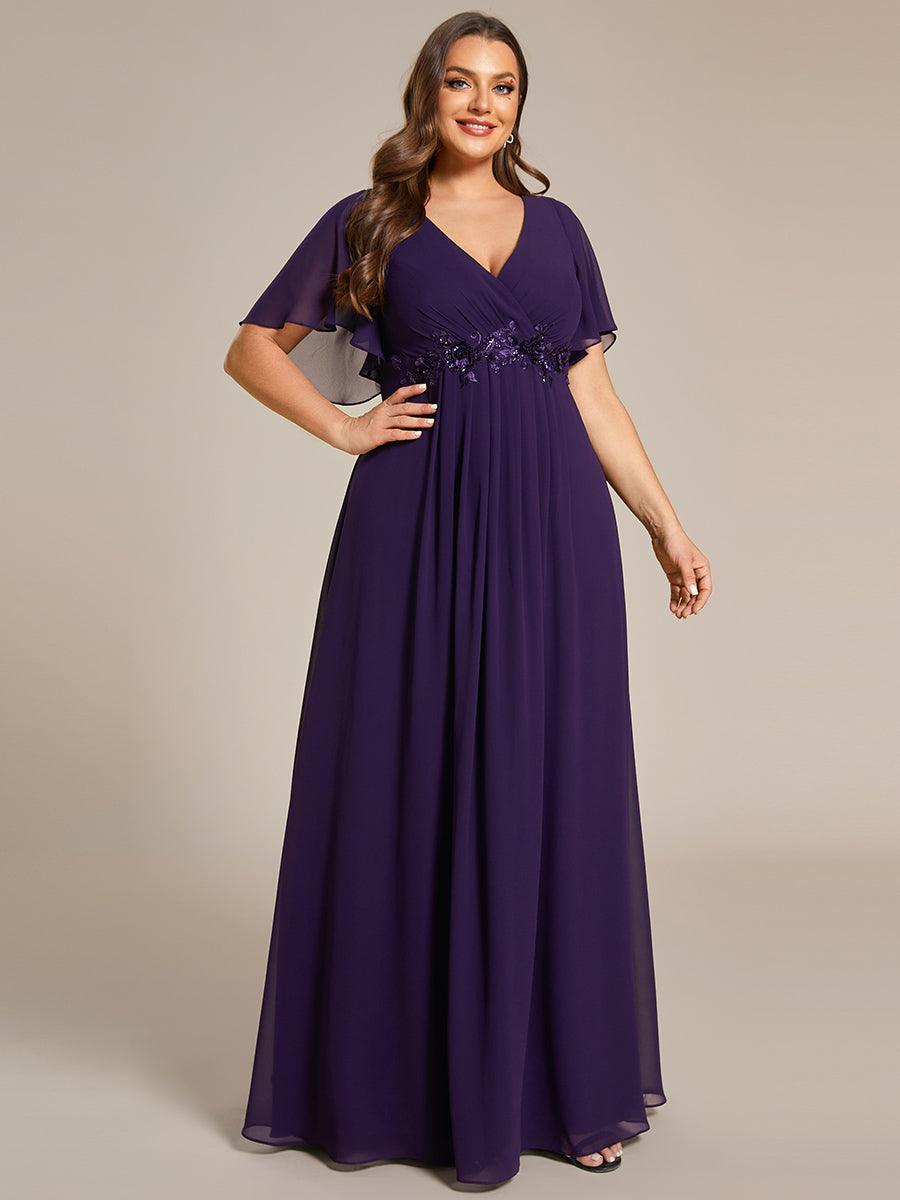 Robe de soirée Grande élégante en mousseline de soie avec manches flottantes#Couleur_Violet Fonce
