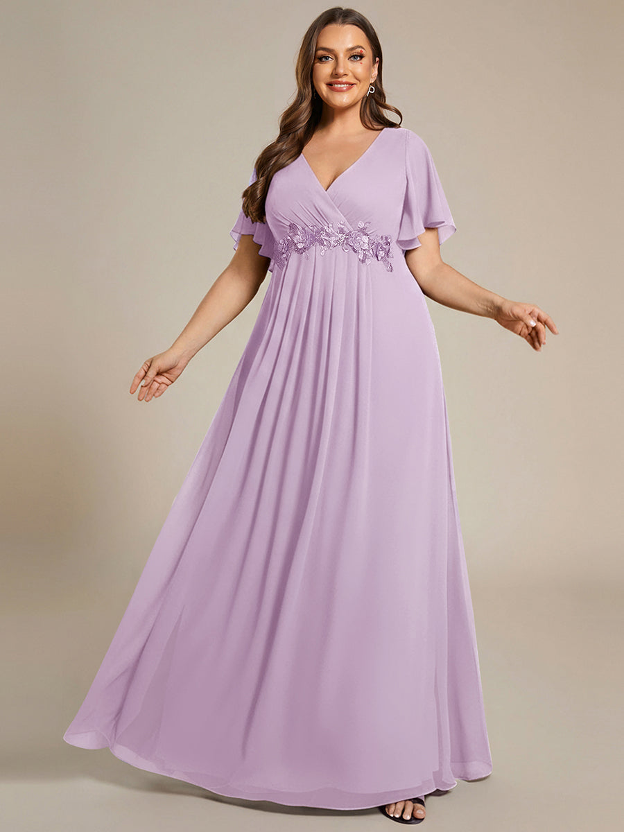 Robe de soirée élégante en mousseline de soie avec manches flottantes#Couleur_Lilas Givré