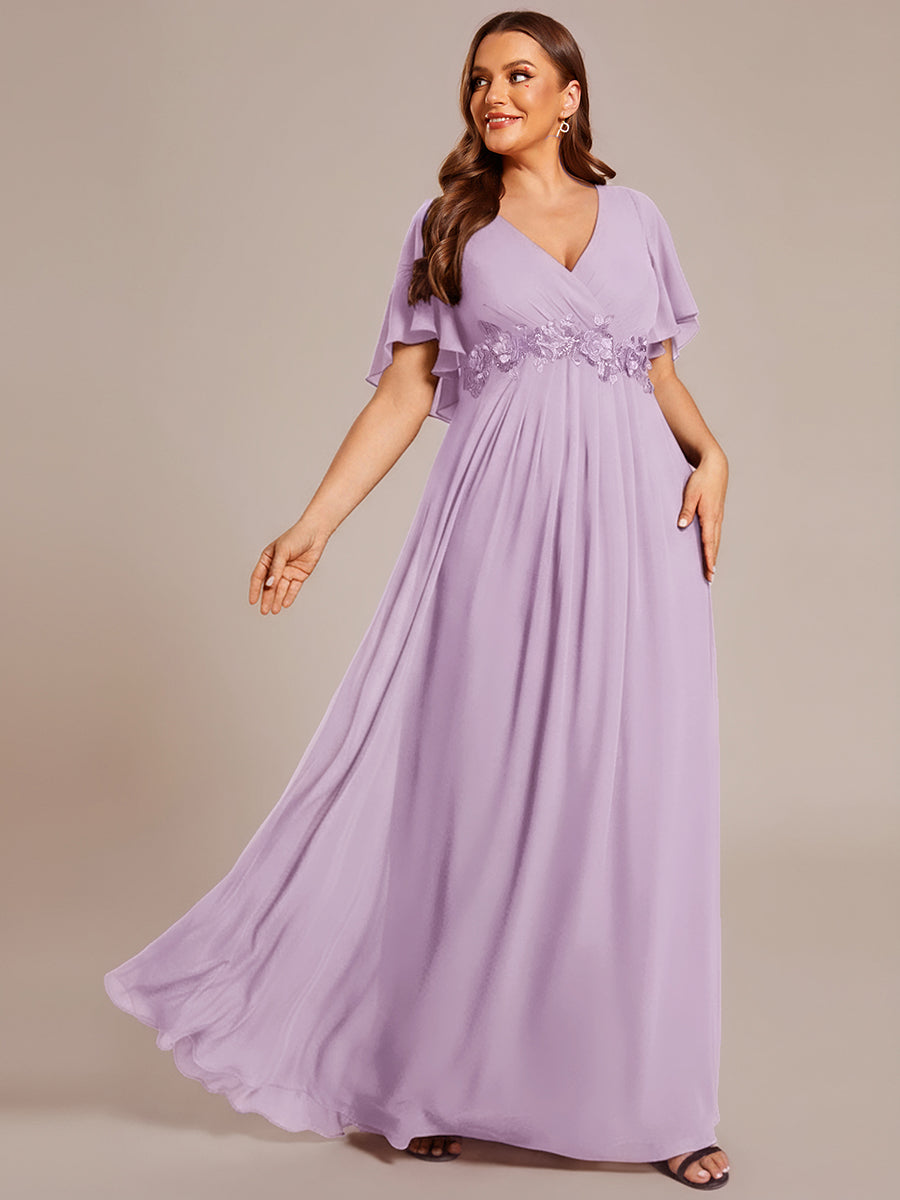 Robe de soirée élégante en mousseline de soie avec manches flottantes#Couleur_Lilas Givré