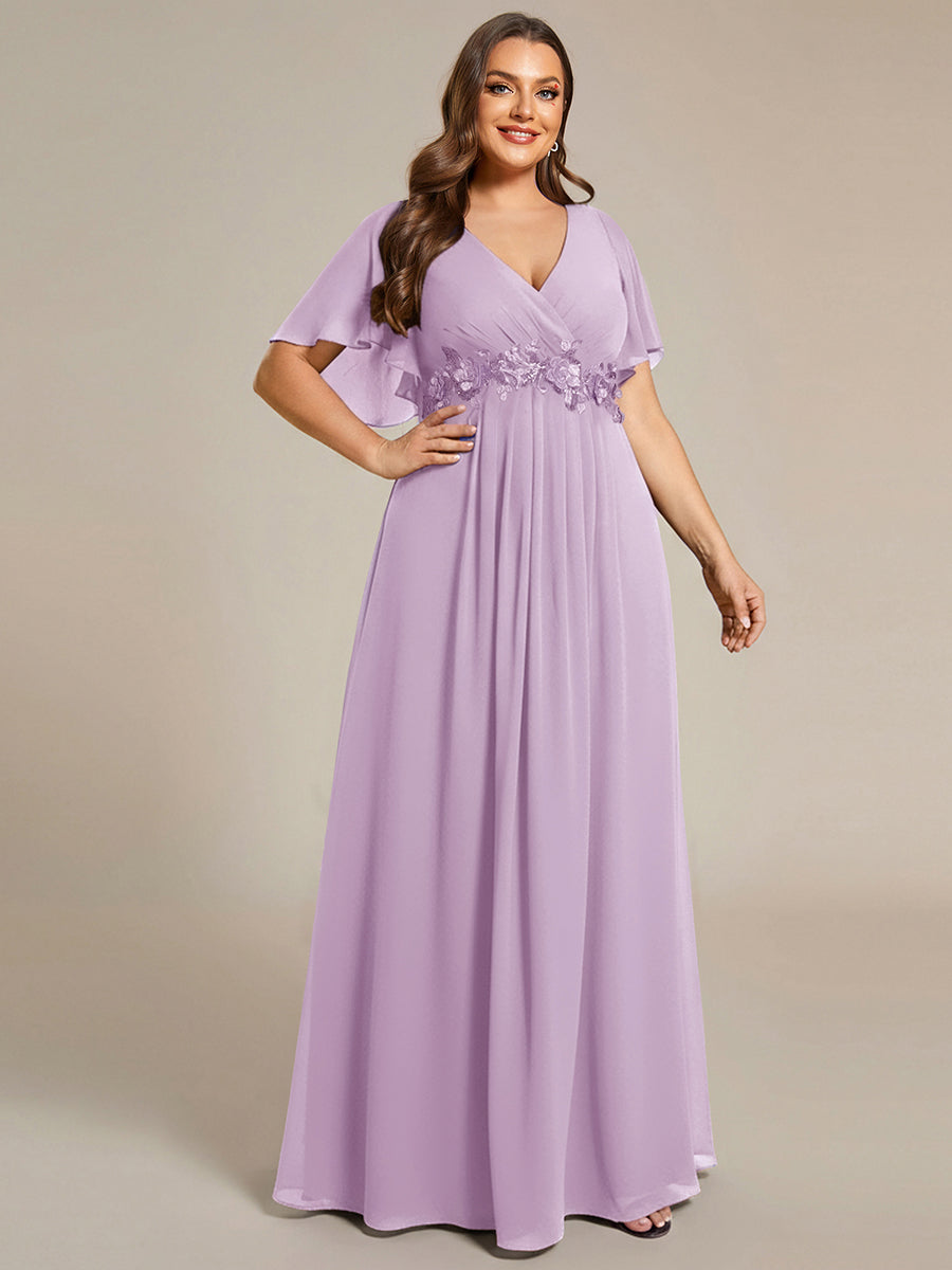 Robe de soirée élégante en mousseline de soie avec manches flottantes#Couleur_Lilas Givré