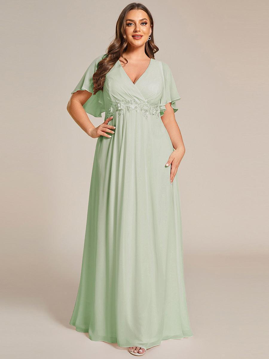 Robe de soirée élégante en mousseline de soie avec manches flottantes#Couleur_Menthe Verte