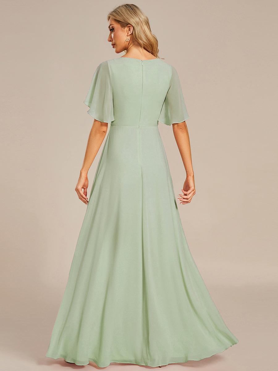 Robe de soirée élégante en mousseline de soie avec manches flottantes#Couleur_Menthe Verte