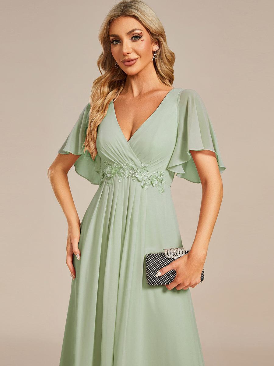 Robe de soirée élégante en mousseline de soie avec manches flottantes#Couleur_Menthe Verte
