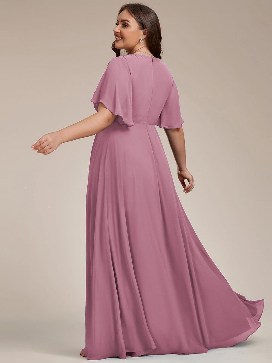 Robe de soirée élégante en mousseline de soie avec manches flottantes#Couleur_Orchidee