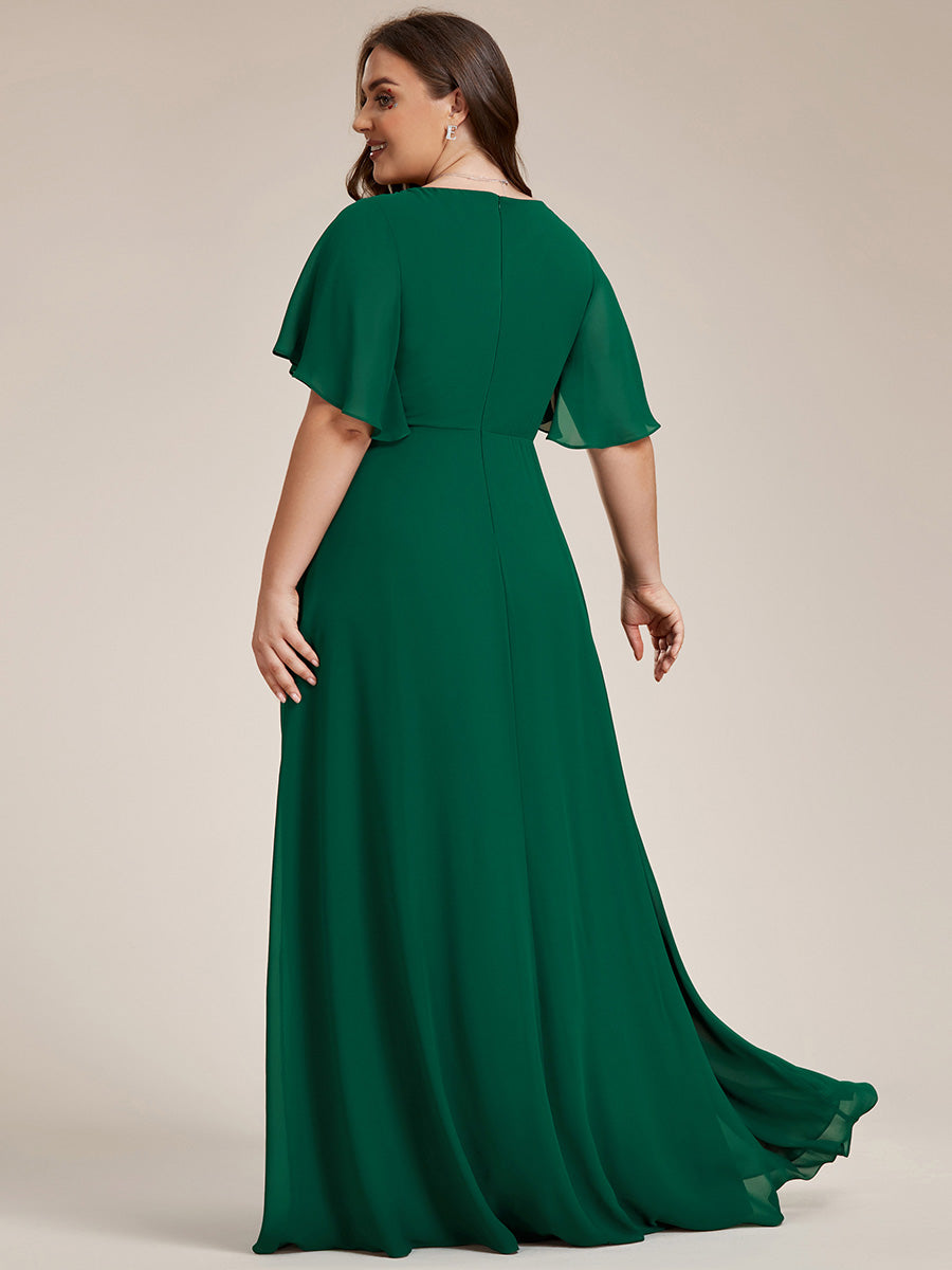 Robe de soirée Grande élégante en mousseline de soie avec manches flottantes #Couleur_Vert Fonce